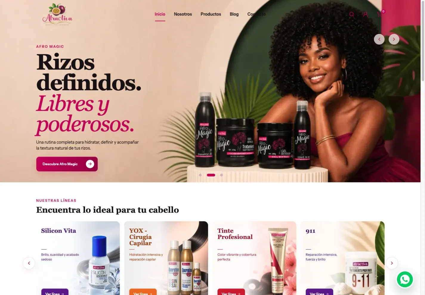 Captura de la tienda online de Atractiva Dominicana