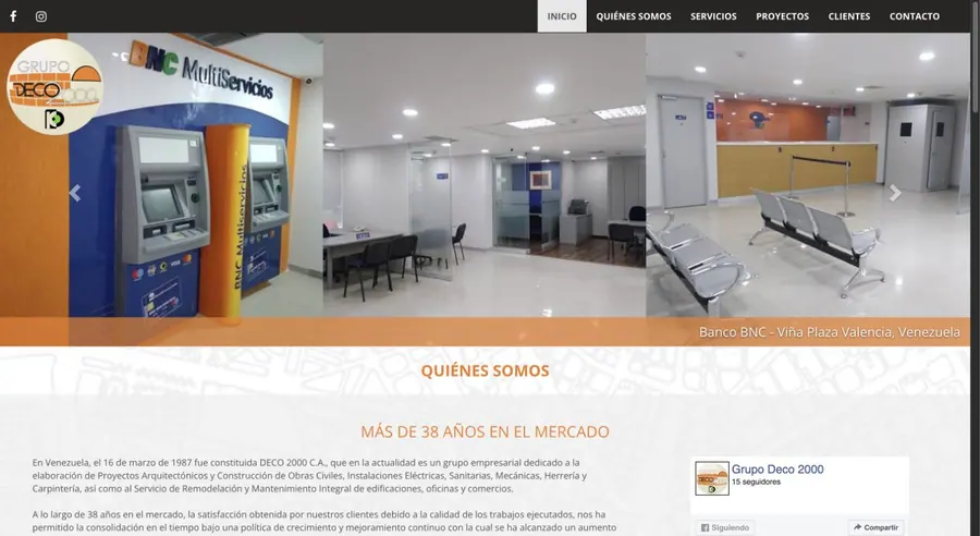 Captura de la web de Grupo Deco 2000