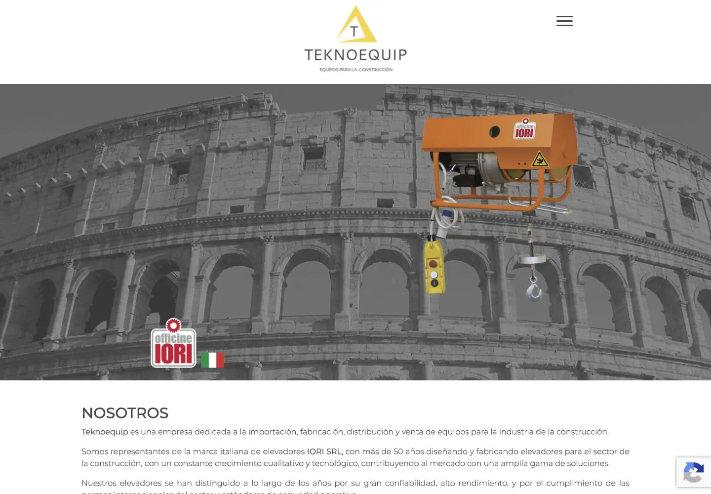 Captura de la web de Teknoequip